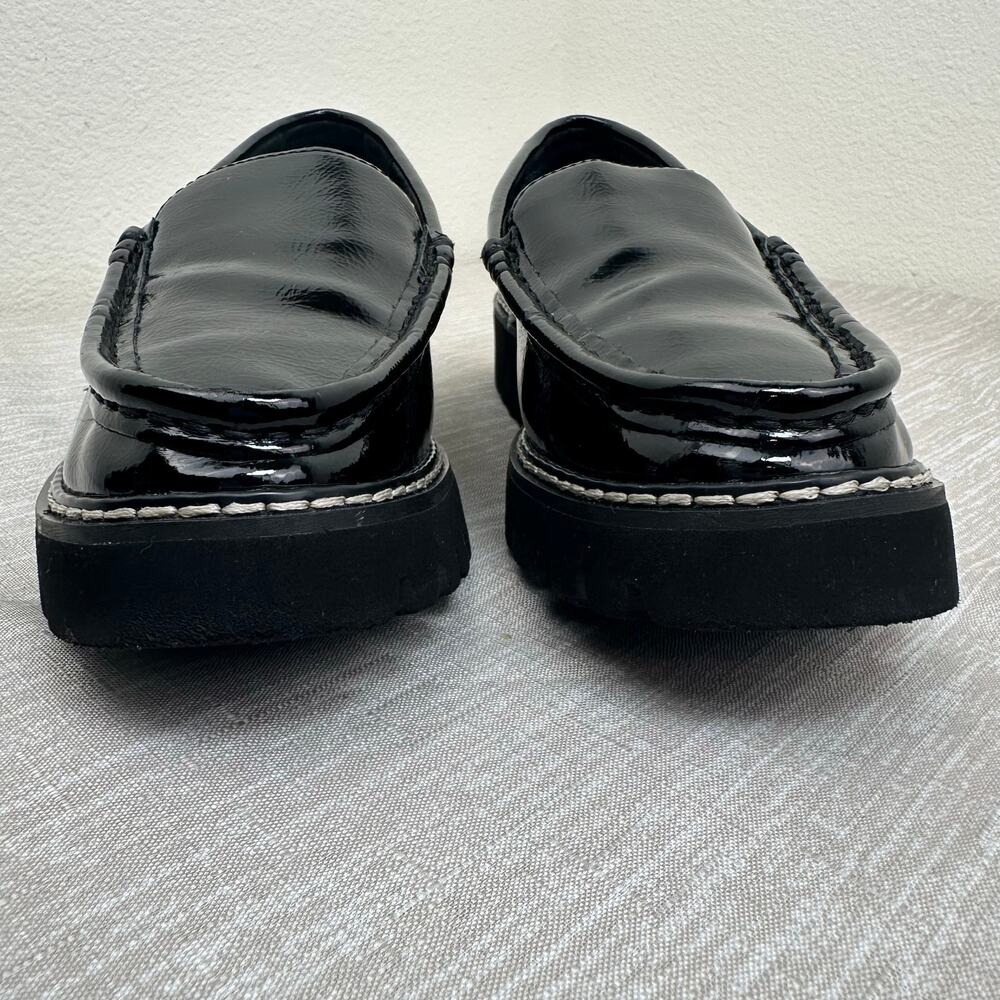 Donald Pliner Women Black Patent Lug Sole Loafers Slip On Size 6 - Picture 5 of 12